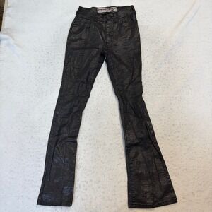 Parasuco Jeans Extreme Fit Women 26 Black Metallic Snake Print Flare Leg Pants